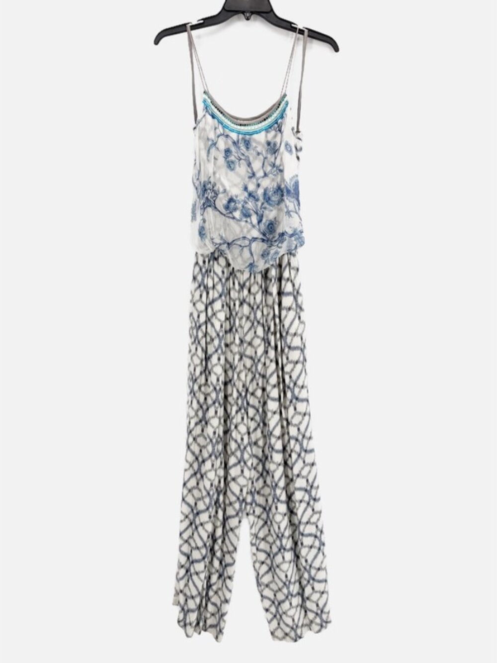 Blank London Anthropologie gray blue floral Jumpsuit XS